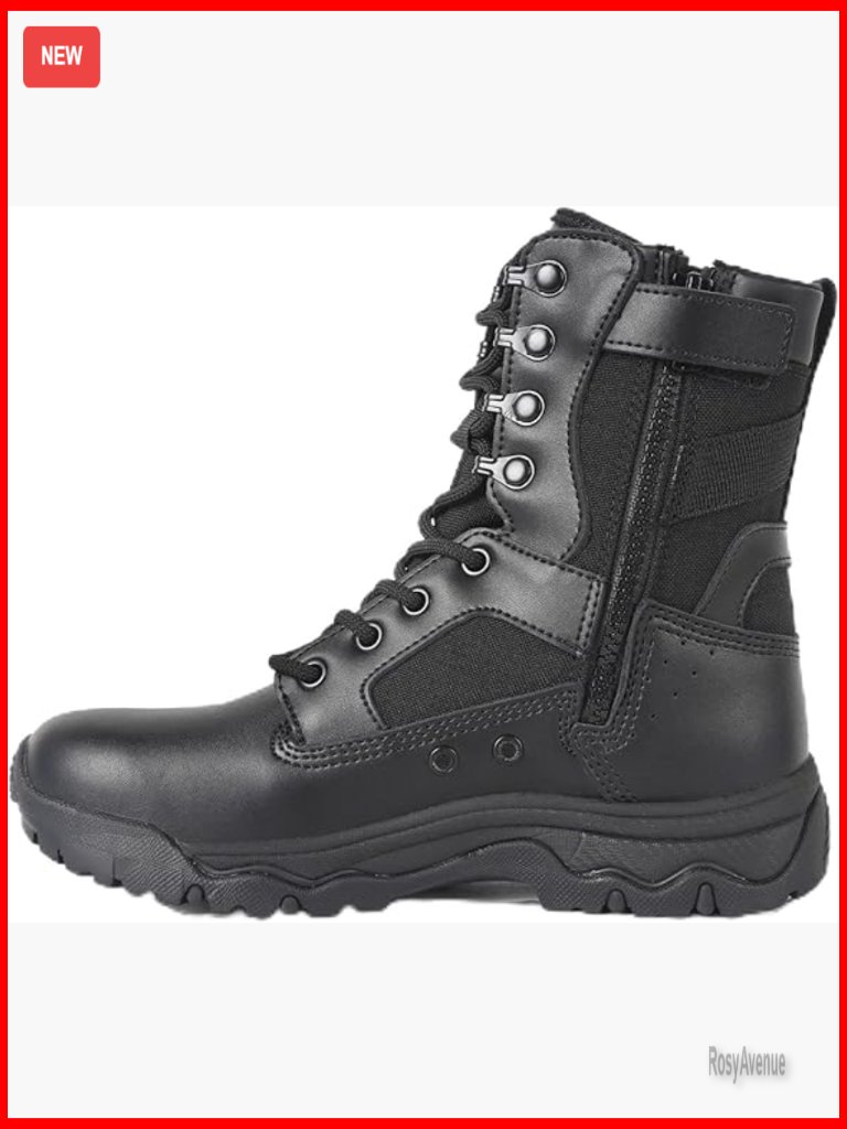 Women's 8-Inch Tactical Boots Side Zipper Lightweight Combat Work Shoes